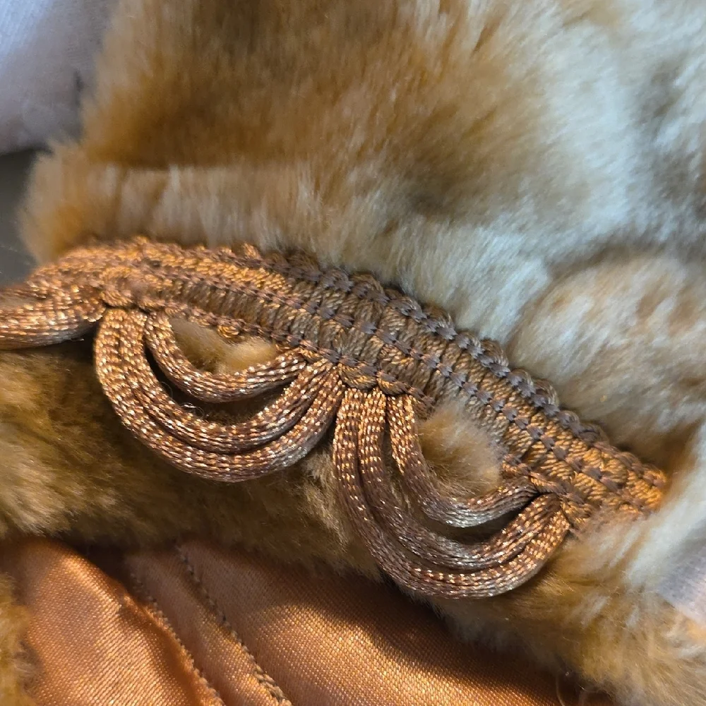New Couture Warm Velcro Faux Fur Dog Coat Beautiful Button Accents Rare